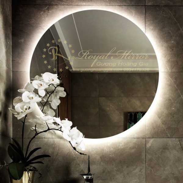 Gương nhà tắm tròn đèn LED, Chống ấm, Sấy gương chống mờ