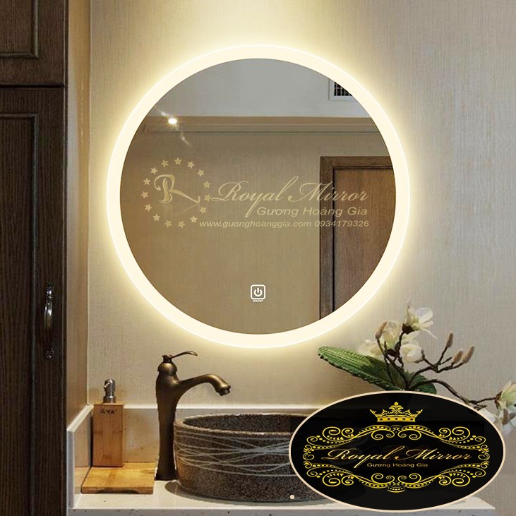 Gương nhà tắm thiết kế tròn với Viền Sáng LED đẹp lung linh