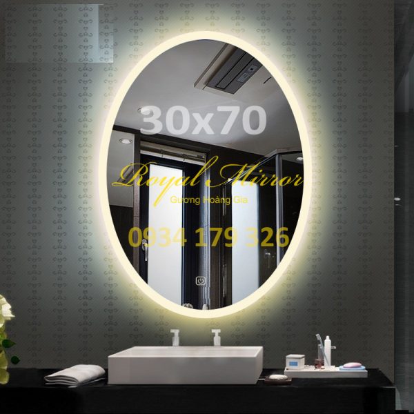 Gương Elip đèn LED cảm ứng chạm Kích thước 30*70 E371 đèn LED Vàng