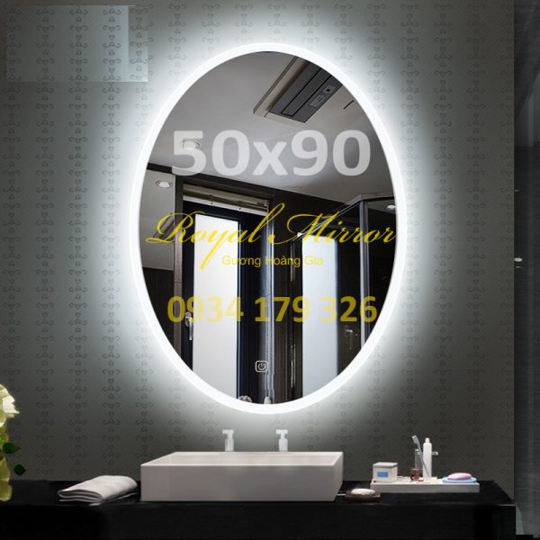 Gương Elip đèn LED cảm ứng chạm Kích thước 50*90 E591