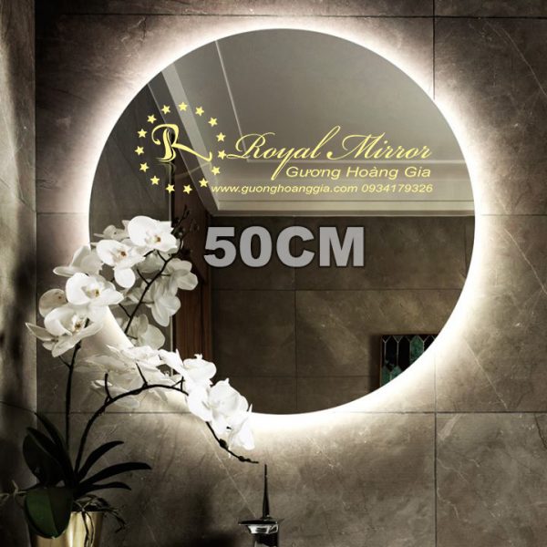 Gương LED Tròn giá tốt tại xưởng - LED hắt đẹp, gương Bỉ 5mm siêu bền, đường kính 50cm, mã T502