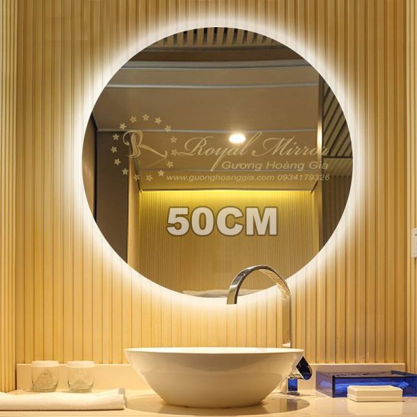 Gương LED Tròn giá tốt tại xưởng - LED hắt đẹp, gương Bỉ 5mm siêu bền, đường kính 50cm, mã T502