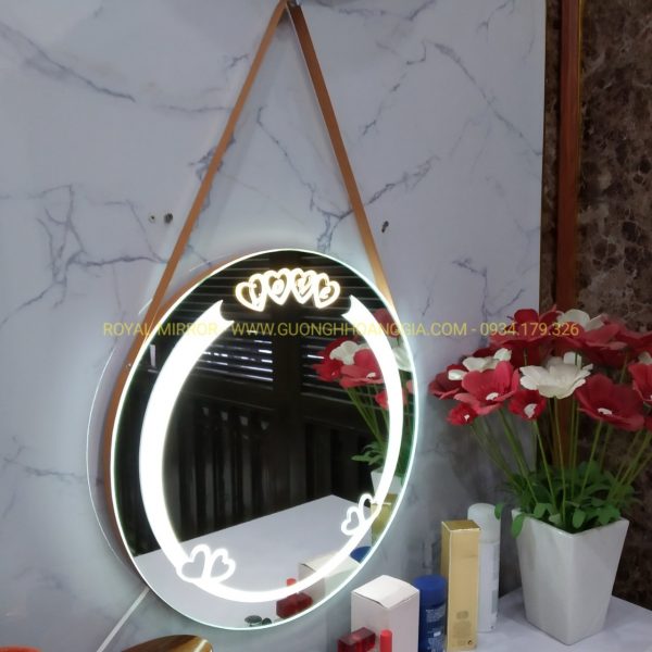 Gương tròn LOVE tích hợp đèn LED soi gương, đèn ngủ. Tuyệt vời cho phòng ngủ, bàn trang điểm phòng cưới