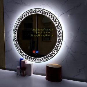 Gương LED tròn decor bàn phấn trang điểm