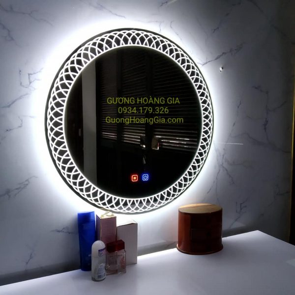 Gương LED tròn phòng tắm decor nghệ thuật