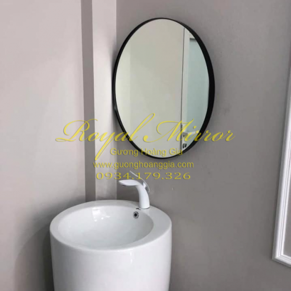 Gương lavabo decor viền nhôm sơn đen cao cấp