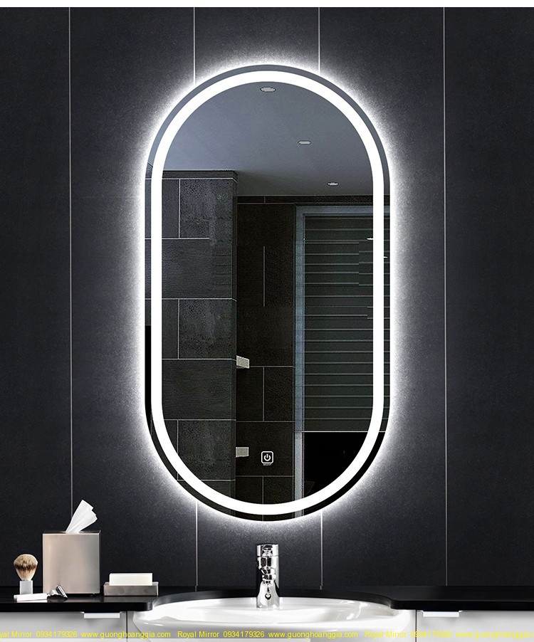 Gương Phòng Tắm OVAL Đèn LED cảm ứng sang trọng hiện đại