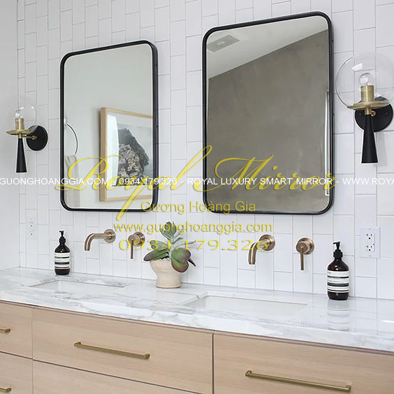 Gương lavabo đôi Khung thép sơn tĩnh điện 60*80cm