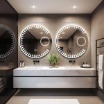 Gương đèn LED tròn RDC1200 cho lavabo đôi